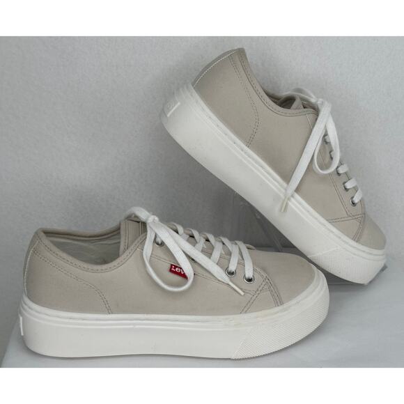 Levi's Dakota Synthetic Suede Low Top Casual Lace Up Stone Color Sneakers 7 - Picture 3 of 8
